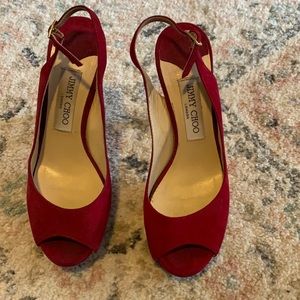 Red Jimmy Choo platform heels